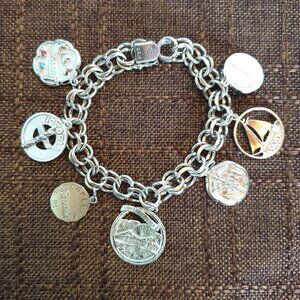 Rare Chunky Vintage Sterling Silver Commemorative Charm Bracelet – 39 grams